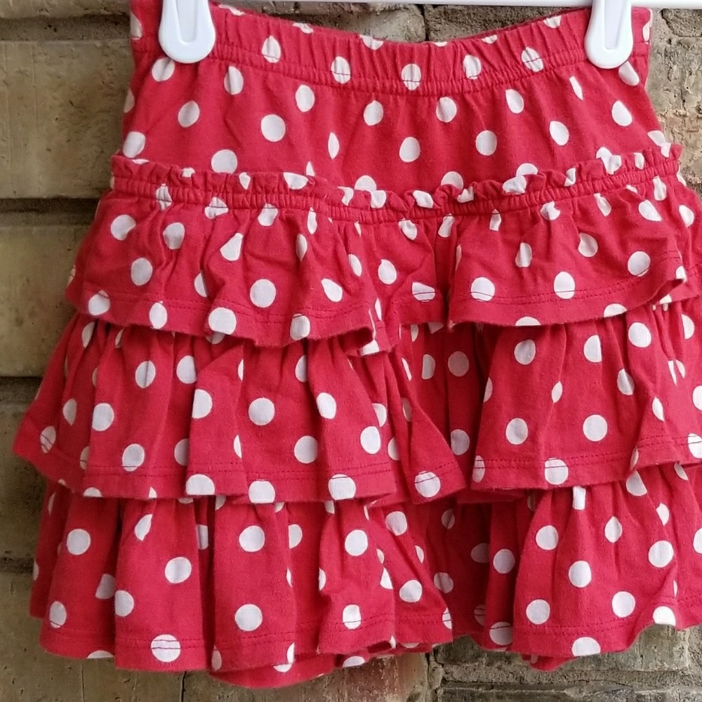 EUC Girl's Mini Boden Ruffle Polka Dot Skirt sz4-5